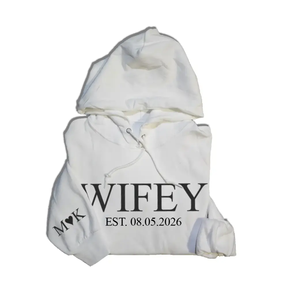 Personalized Embossed WIFEY Hoodie Contrast
