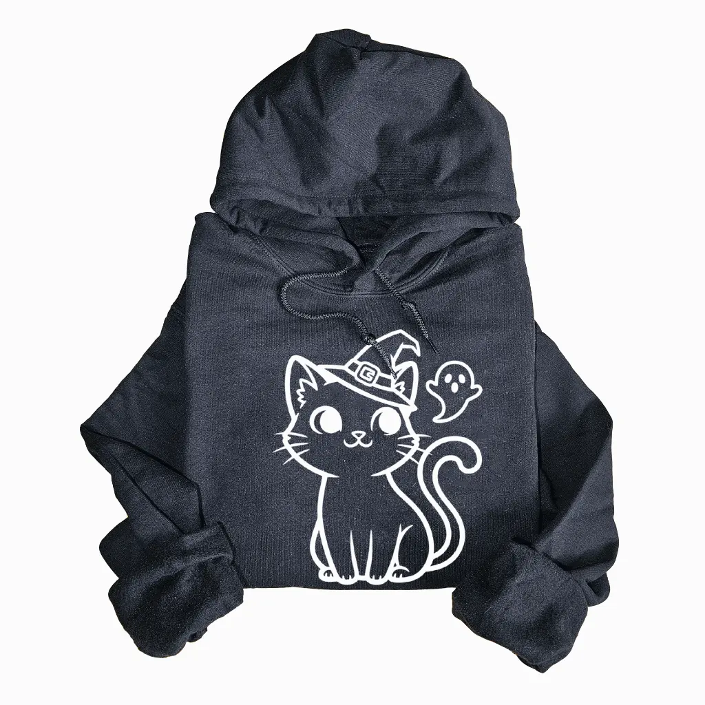 Embossed Spooky Cat Hoodie