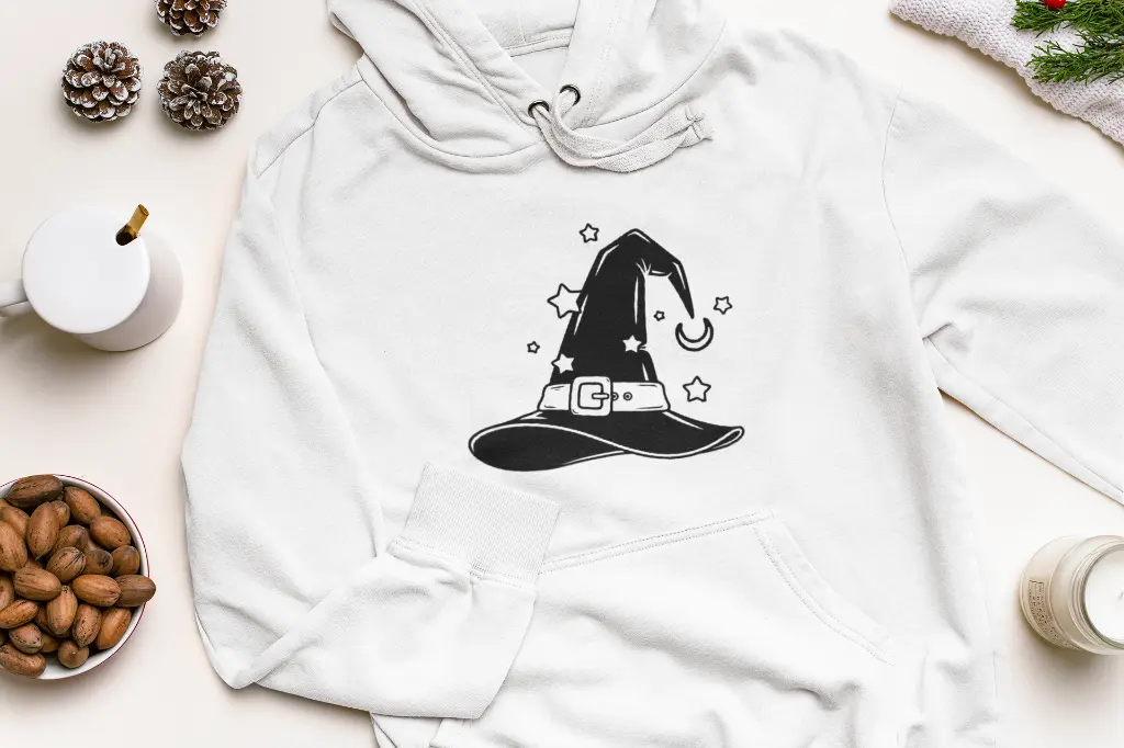 Embossed Witch Hat Hoodie