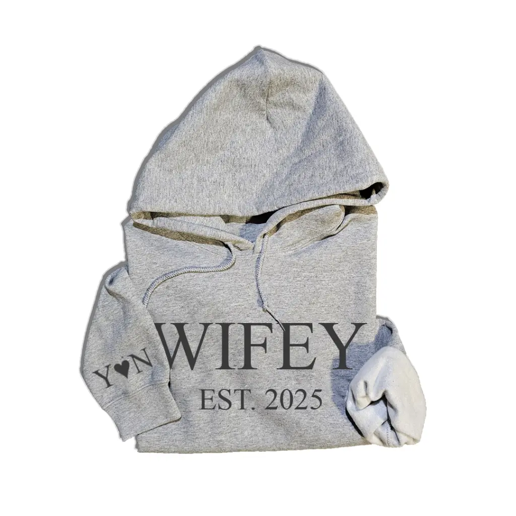 Personalized Embossed WIFEY Hoodie Contrast