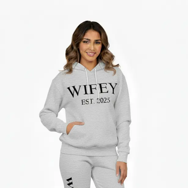 Personalized Embossed WIFEY Hoodie Contrast