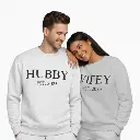 Personalized Embossed WIFEY/HUBBY Sweatshirt B&W Bundle