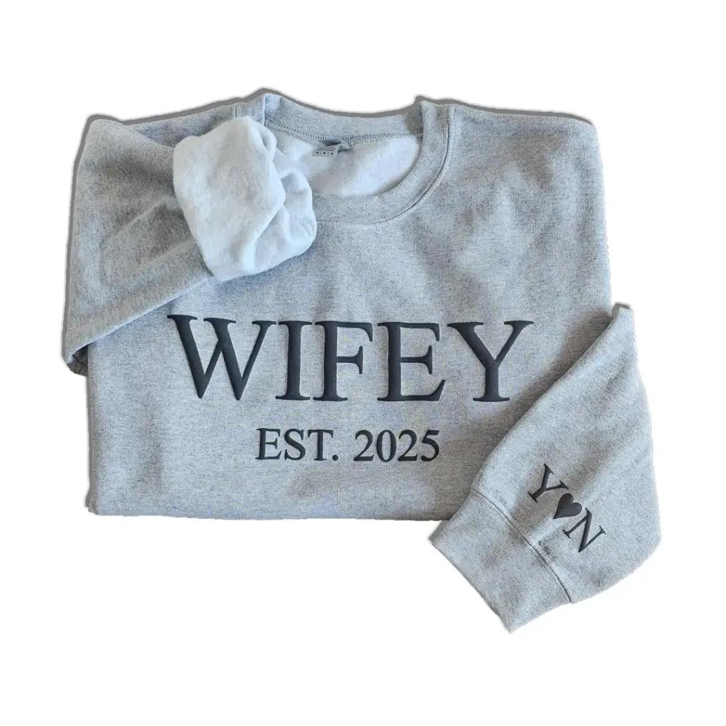 Personalized Embossed WIFEY/HUBBY Sweatshirt B&W Bundle