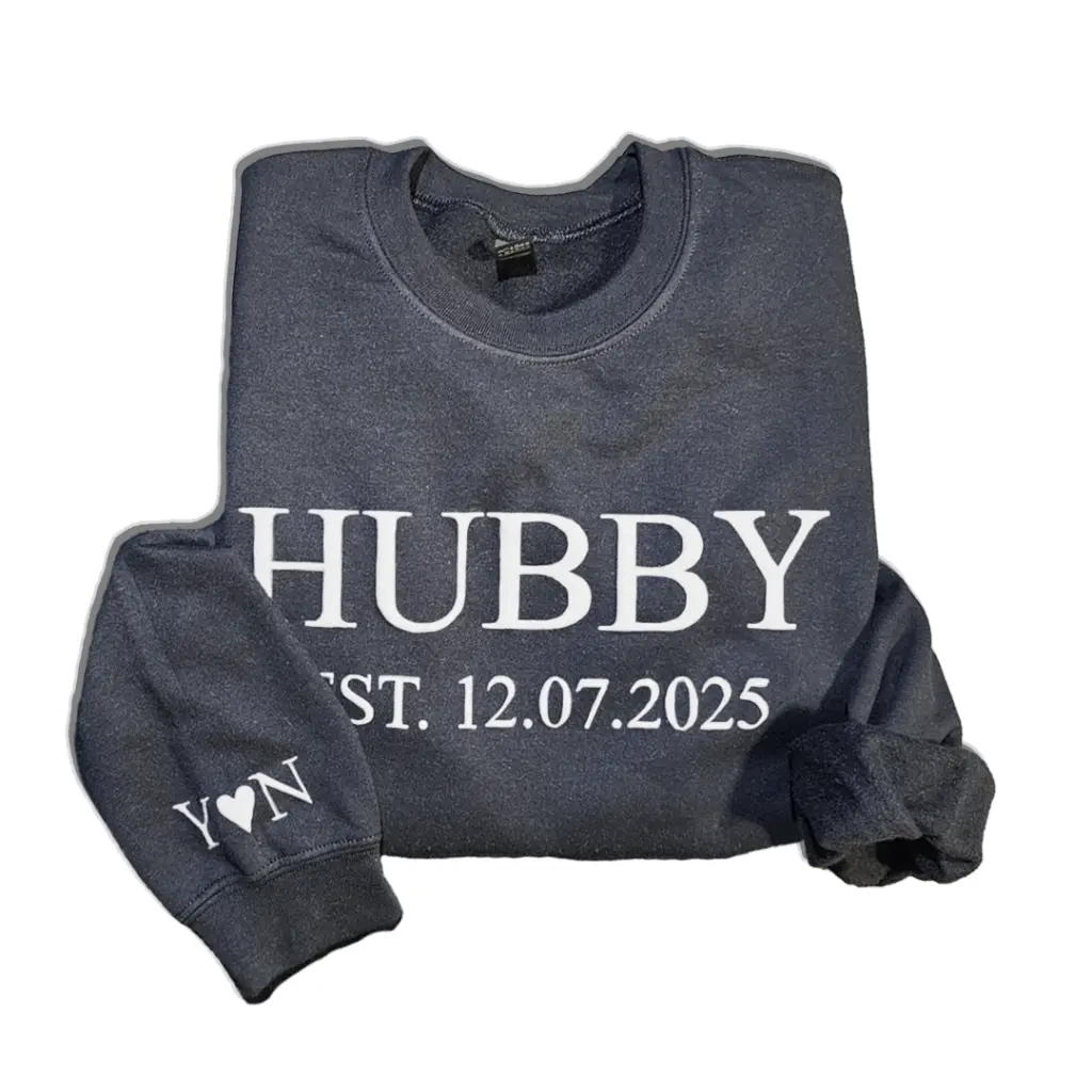 Personalized Embossed WIFEY/HUBBY Sweatshirt B&W Bundle