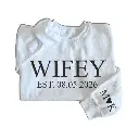 Personalized Embossed WIFEY/HUBBY Sweatshirt B&W Bundle