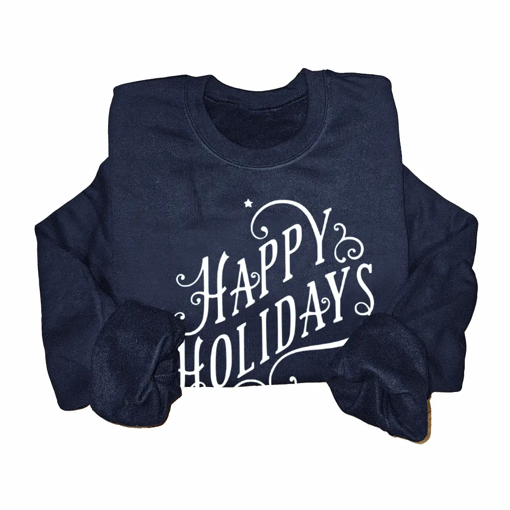 Embossed Happy Holidays Sweatshirt