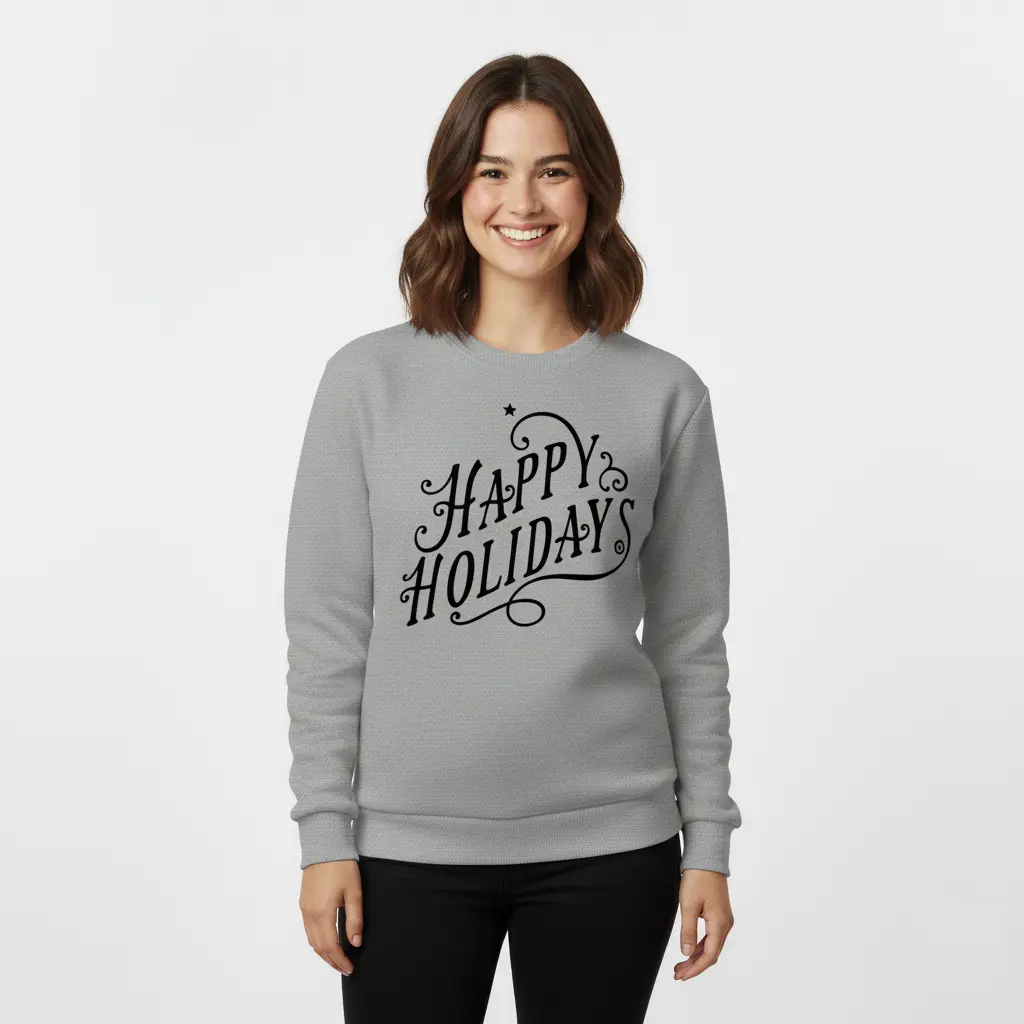 Embossed Happy Holidays Sweatshirt