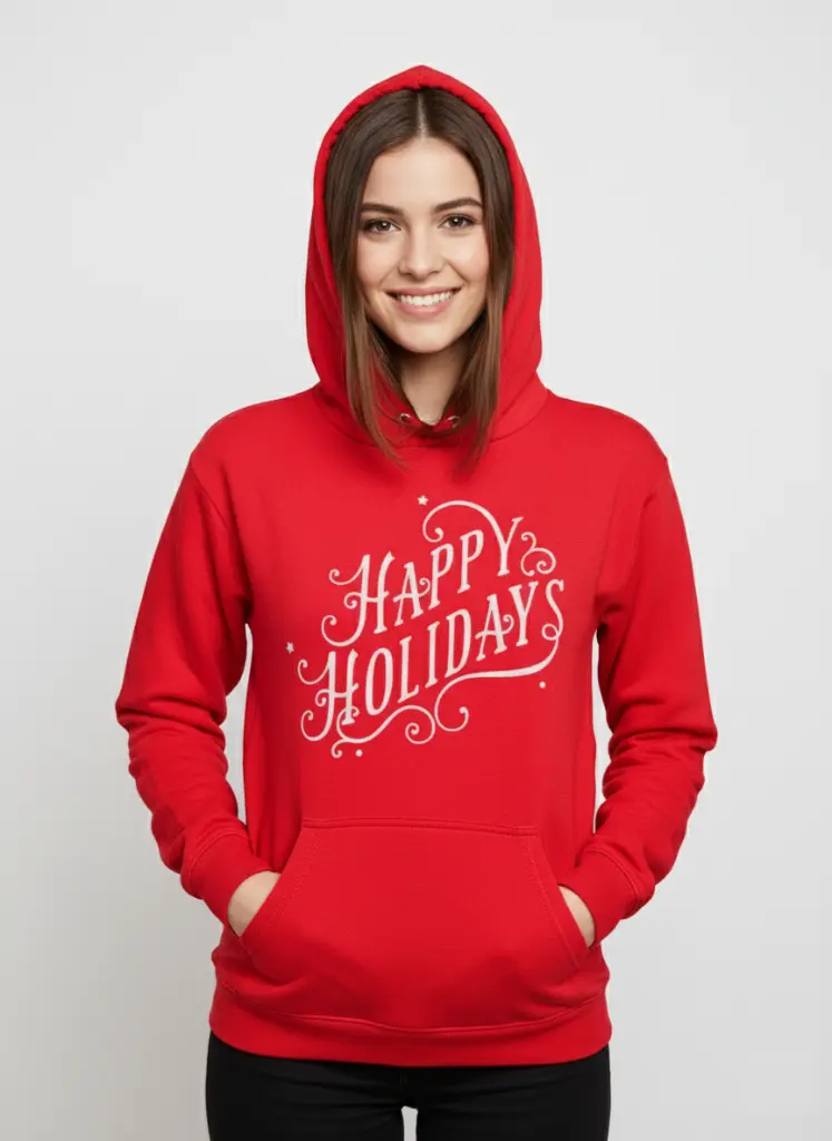 Embossed Happy Holidays Hoodie