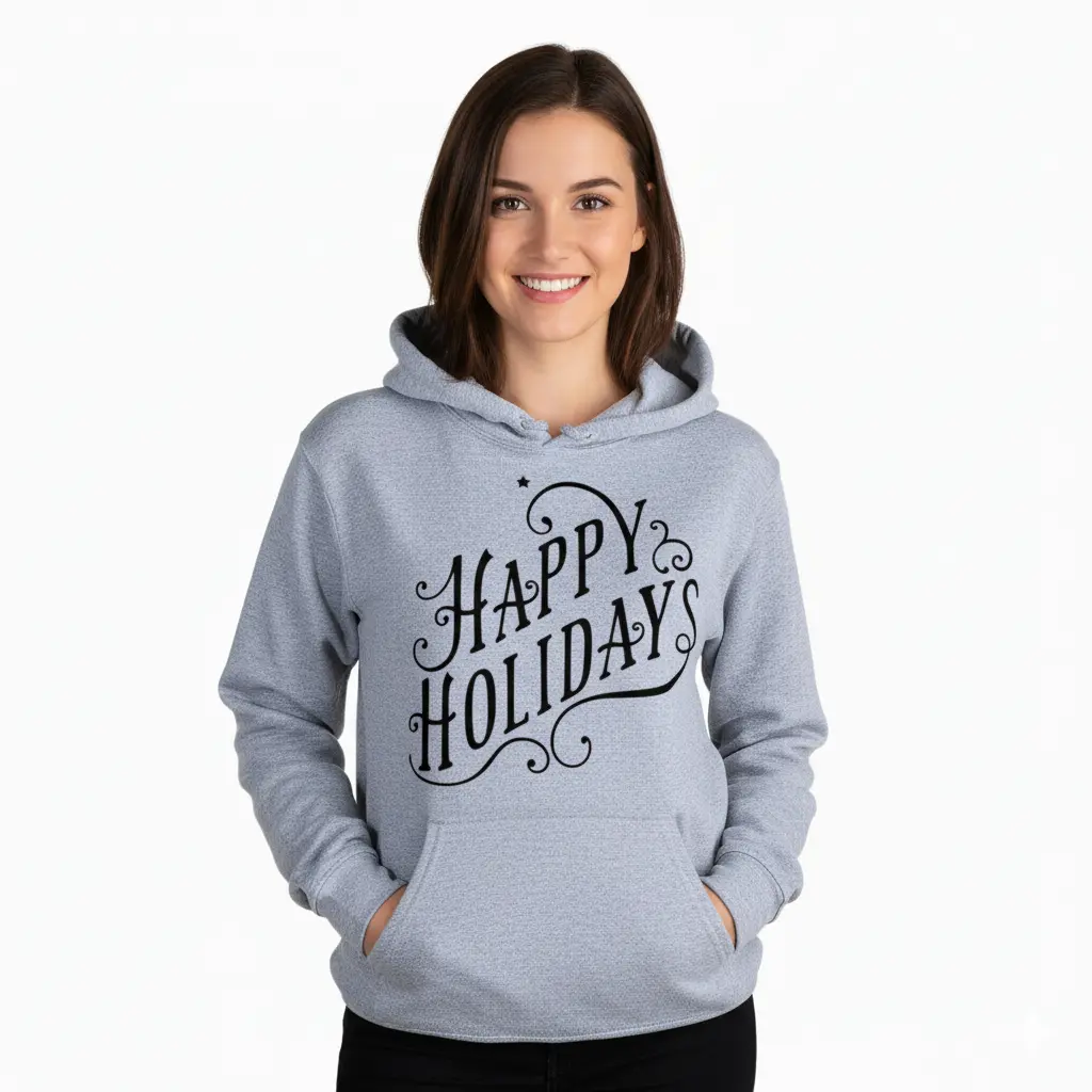Embossed Happy Holidays Hoodie