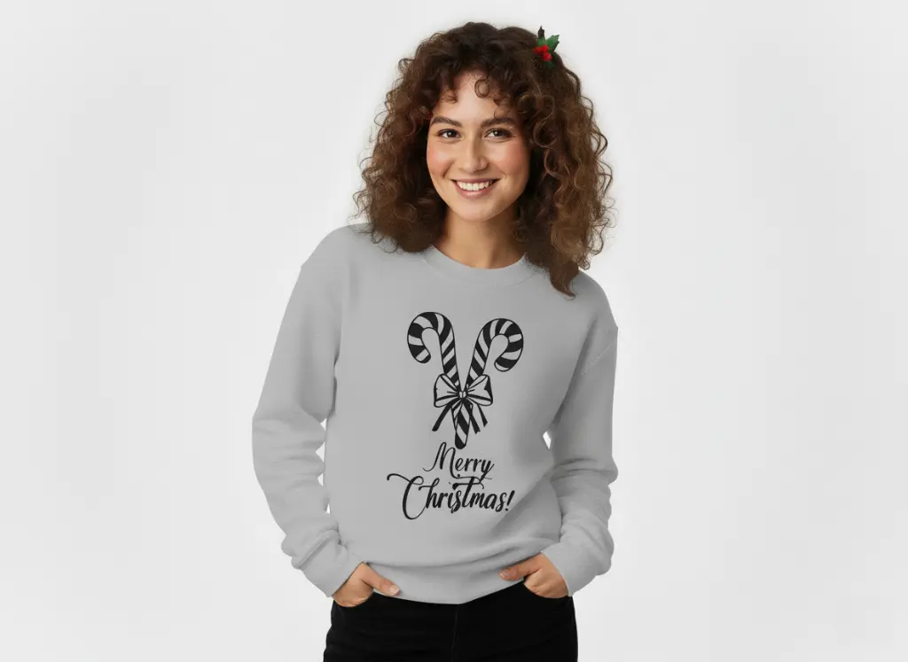 Embossed Candy Cane Sweatshirt