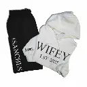 Personalized Embossed Puff WIFEY Hoodie & Joggers B&W Set