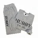 Personalized Embossed Puff HUBBY Sweatshirt & Joggers Set Contrast