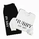Personalized Embossed Puff HUBBY Sweatshirt & Joggers Set Contrast