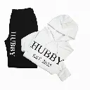 Personalized Embossed Puff HUBBY Hoodie & Joggers Set Contrast