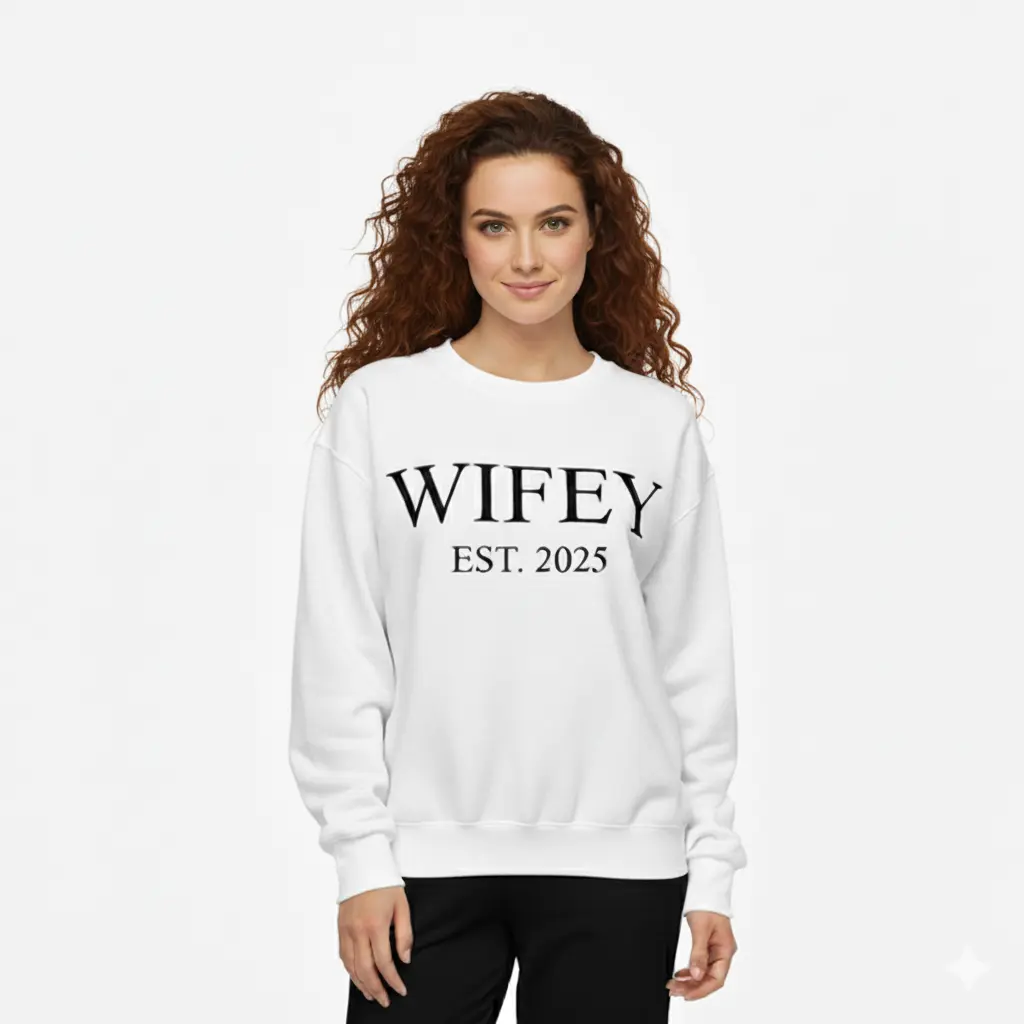 Personalized Embossed WIFEY Sweatshirt Contrast