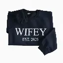 Personalized Embossed WIFEY Sweatshirt Contrast