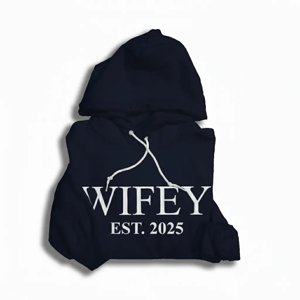 Personalized Embossed WIFEY Hoodie Contrast