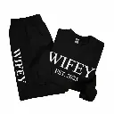 Personalized Embossed Puff WIFEY Sweatshirt & Joggers Set Contrast