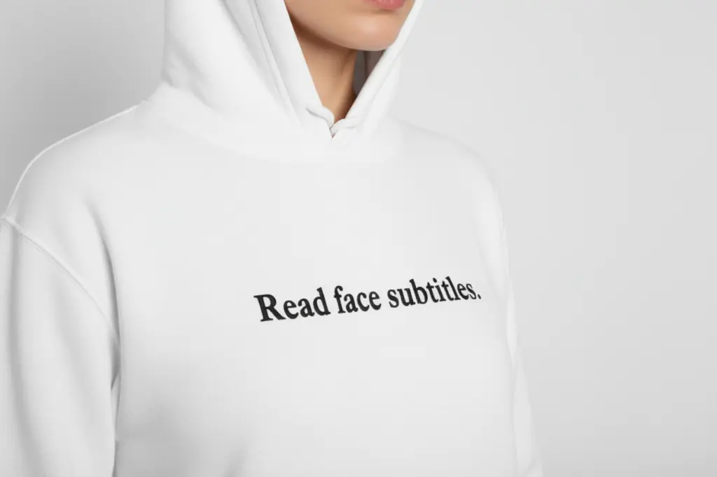 Read face subtitles. - Embossed Puff Hoodie