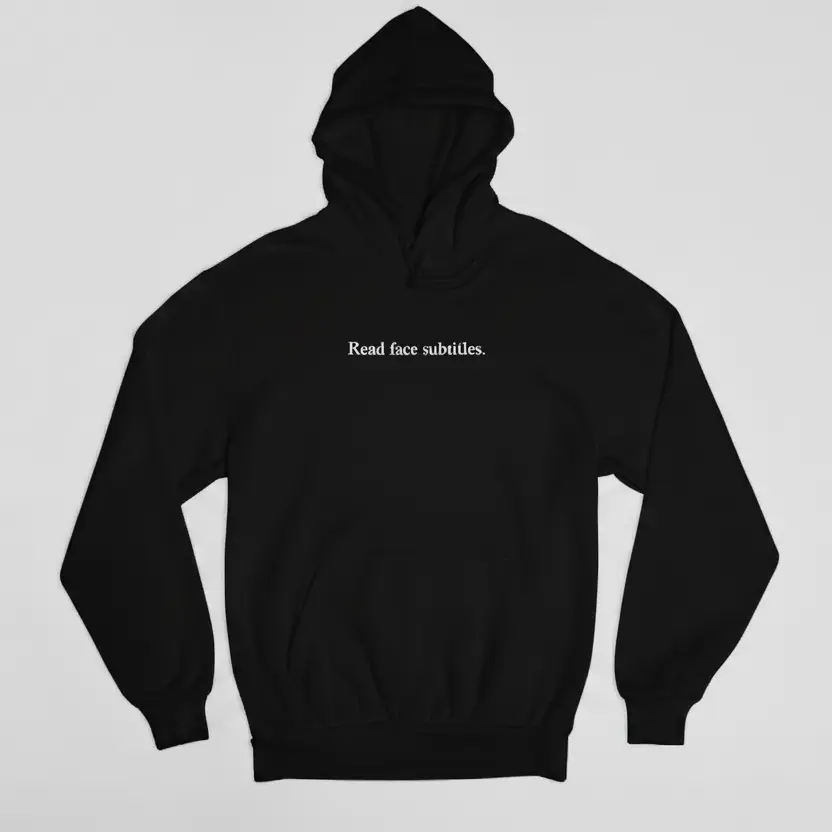 Read face subtitles. - Embossed Puff Hoodie