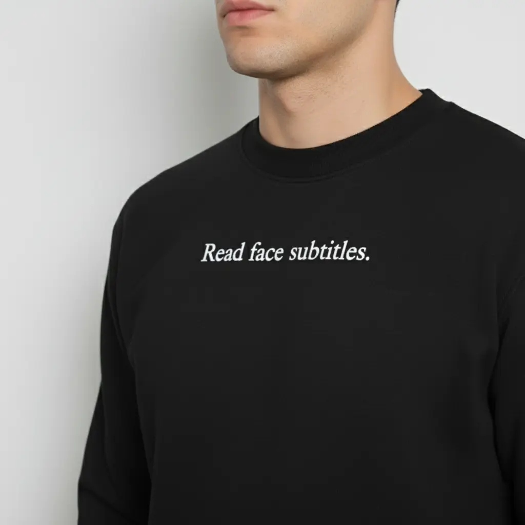 Read face subtitles. - Embossed Puff Sweatshirt