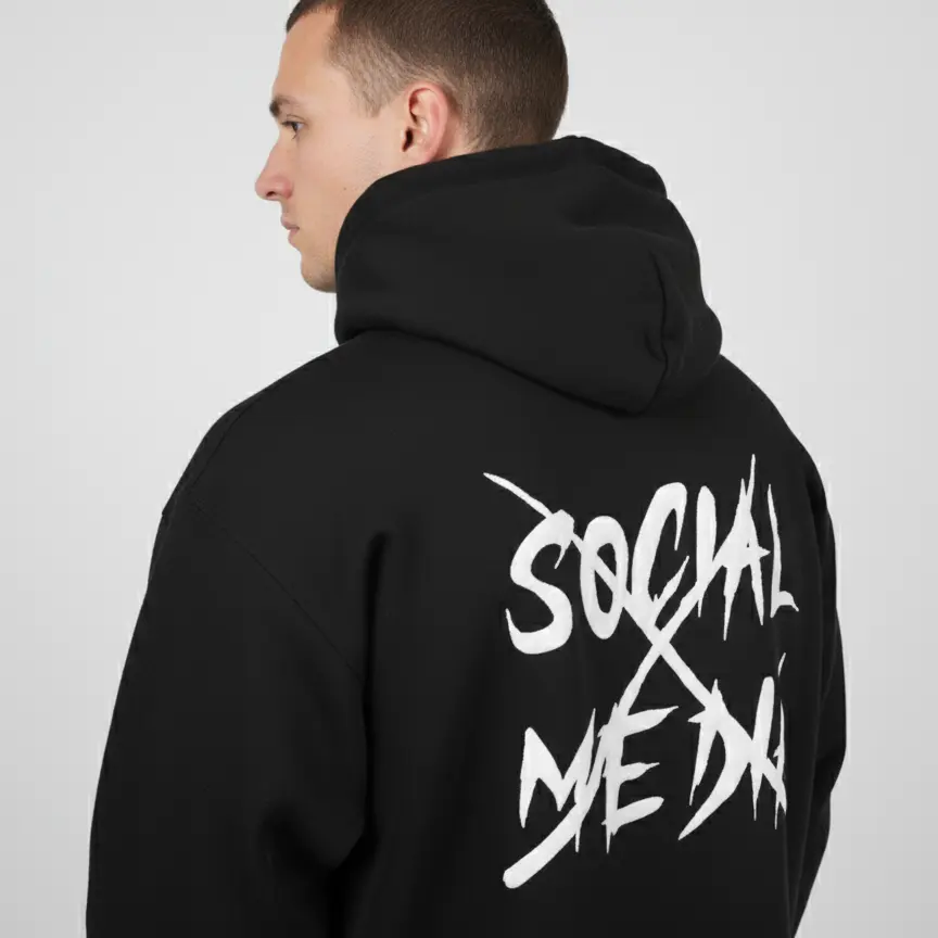 Social Media - Embossed Puff Back Hoodie