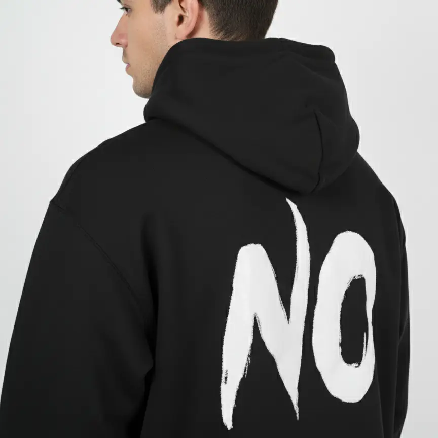 No - Embossed Puff Back Hoodie