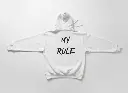 My Rule - Embossed Puff Back Hoodie White