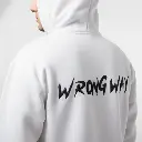 Wrong way - Embossed Puff Back Hoodie on model