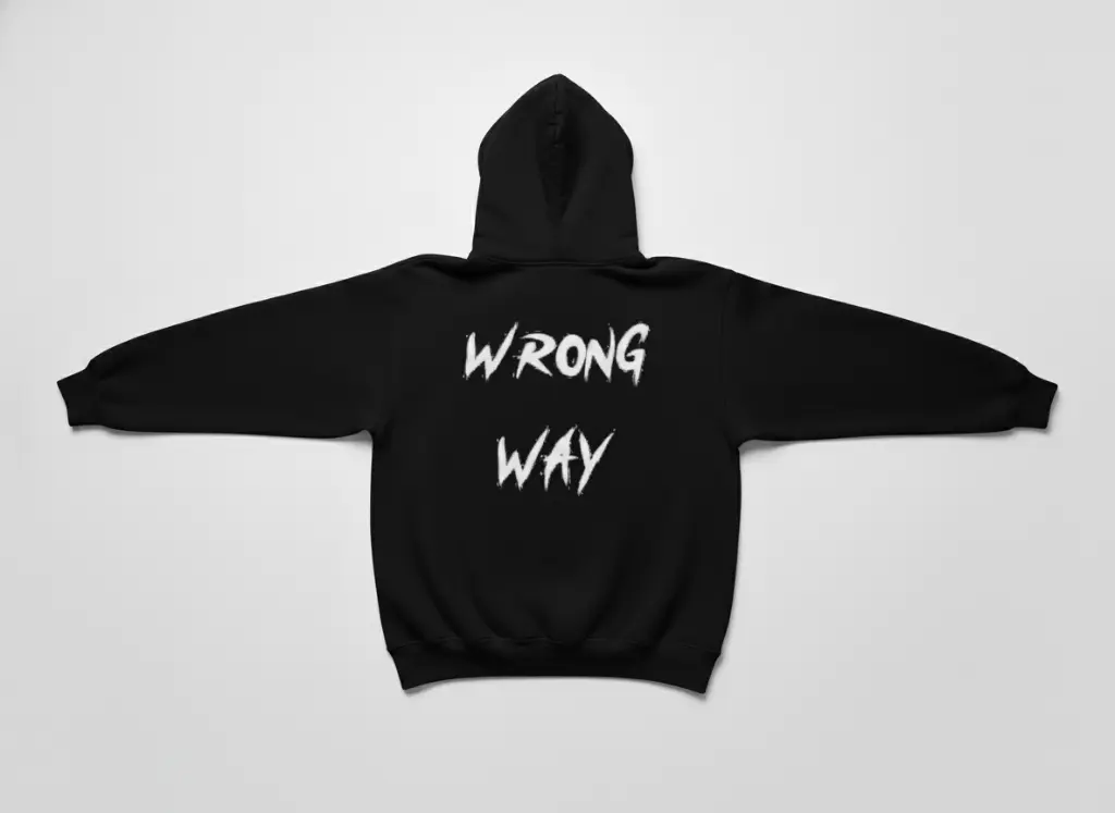 Wrong way - Embossed Puff Back Hoodie