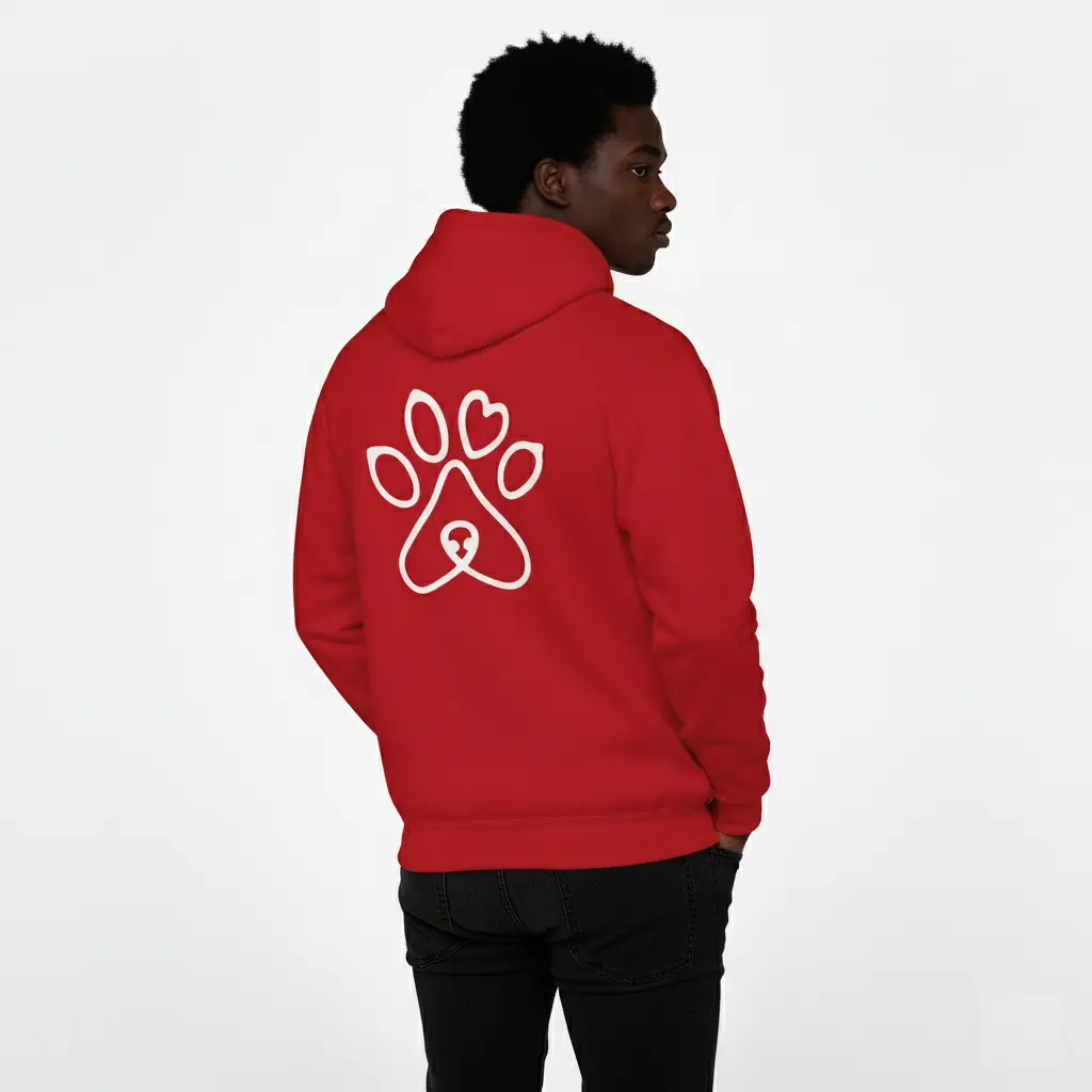 Pet's Love - Embossed Valentines Red Hoodie