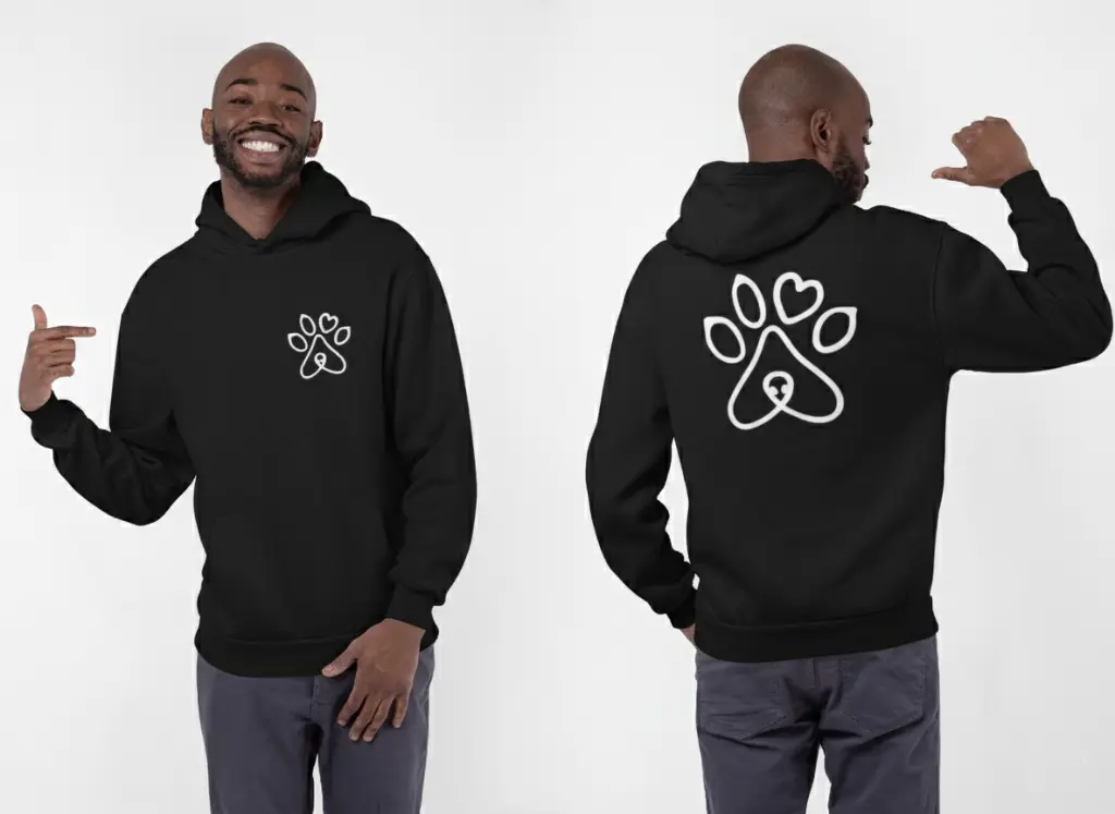 Pet's Love - Embossed Valentines Black Hoodie