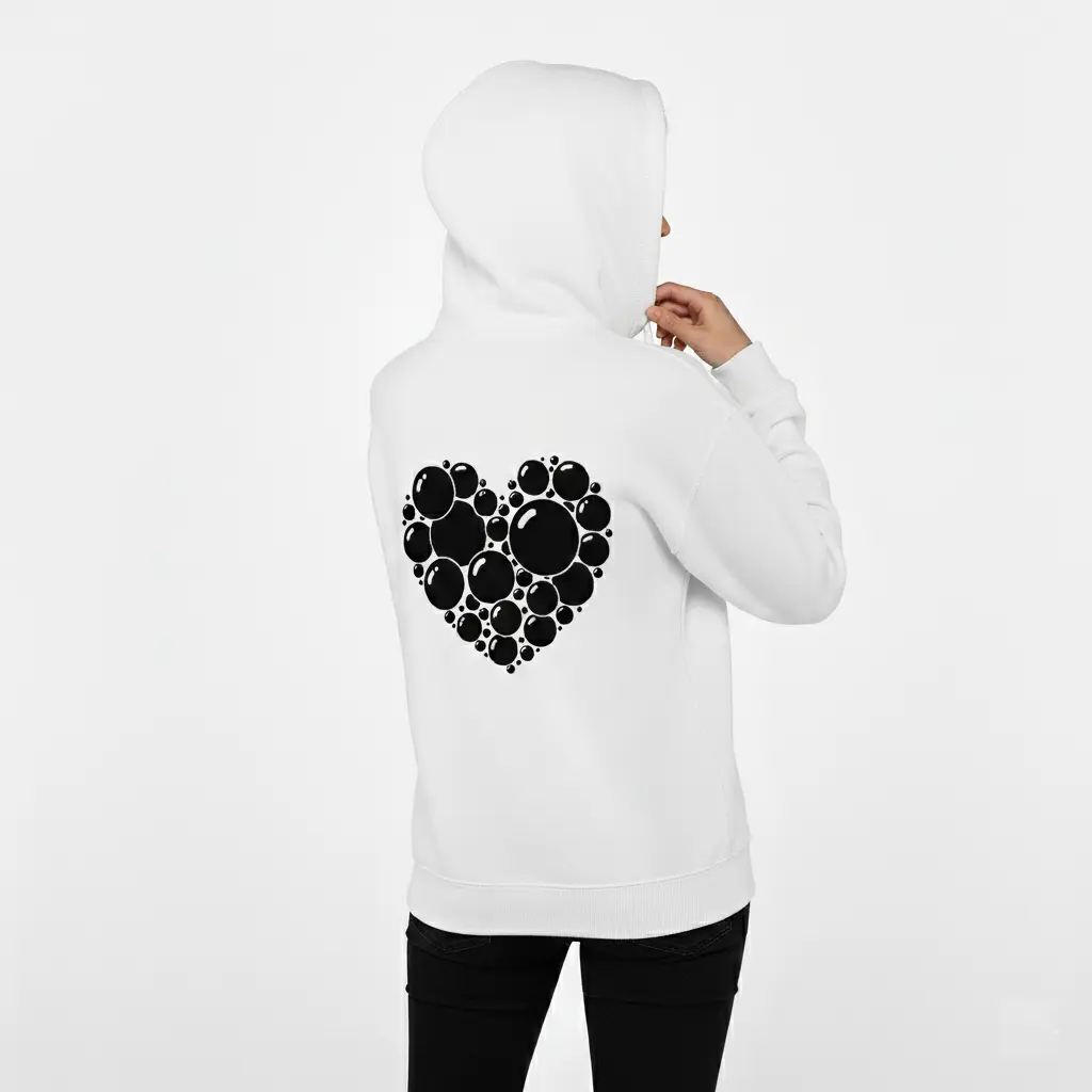 Heart - Embossed Valentines White Hoodie