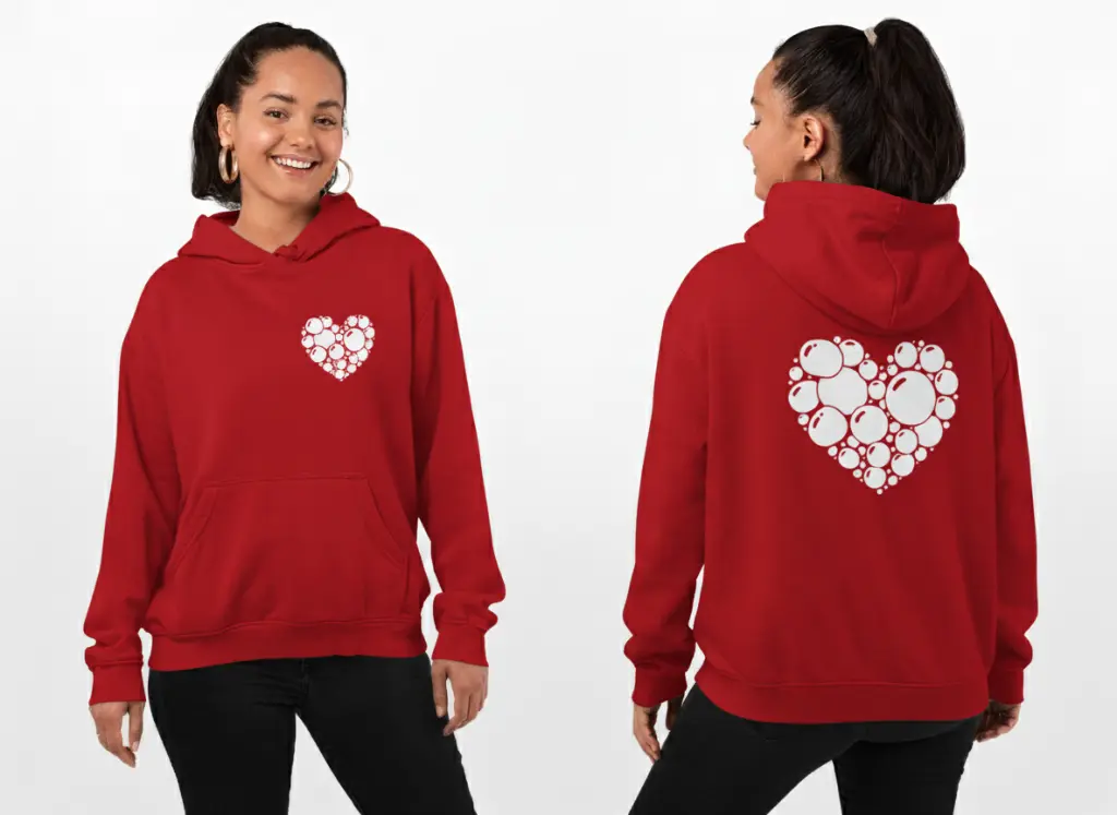 Heart - Embossed Valentines Red Hoodie