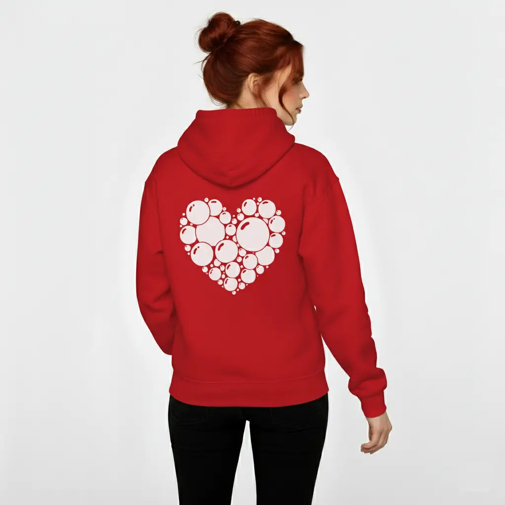 Heart - Embossed Valentines Red Hoodie