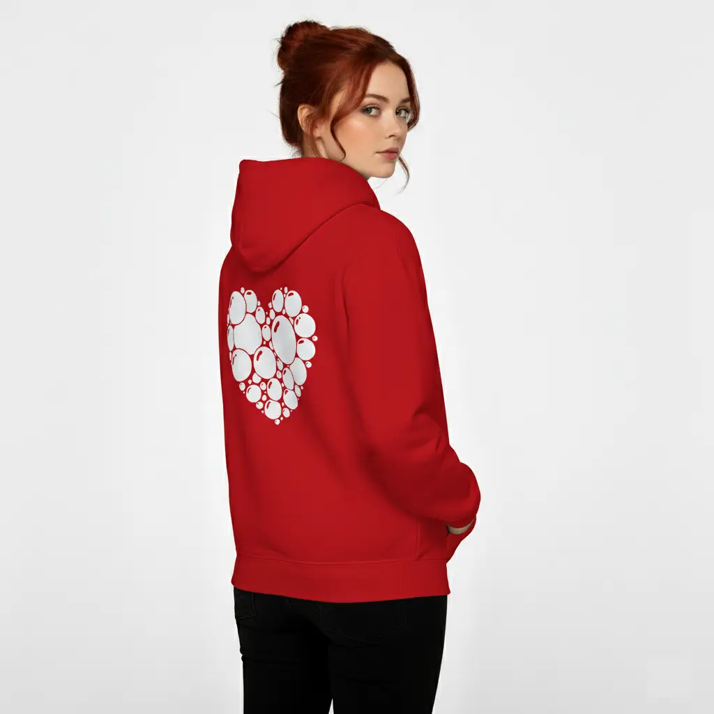 Heart - Embossed Valentines Red Hoodie