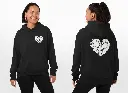 Heart - Embossed Valentines Black Hoodie