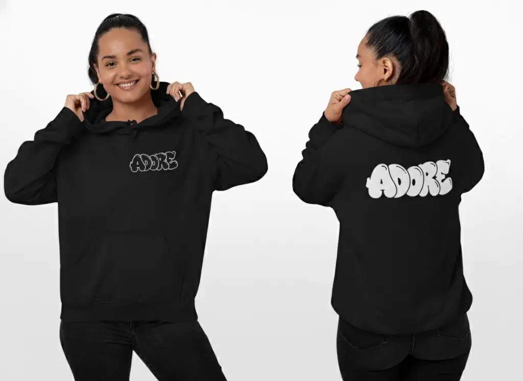 Adore - Embossed Valentines Black Hoodie