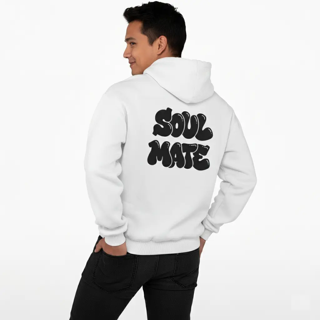 Soul Mate - Embossed Valentines White Hoodie