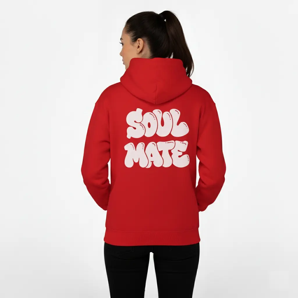 Soul Mate - Embossed Valentines Red Hoodie