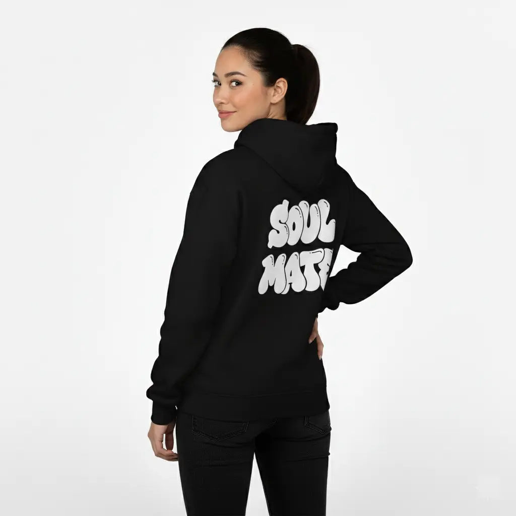 Soul Mate - Embossed Valentines Black Hoodie