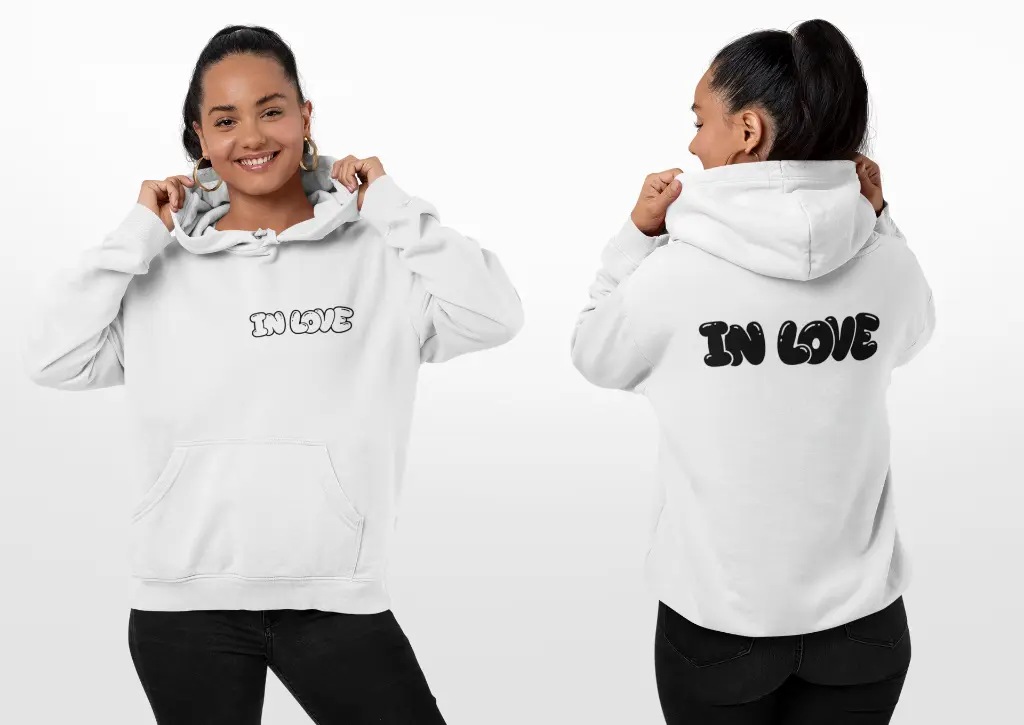In Love - Embossed Valentines White Hoodie