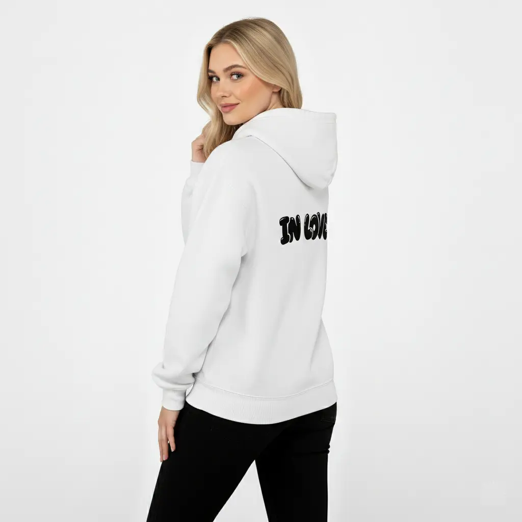 In Love - Embossed Valentines White Hoodie