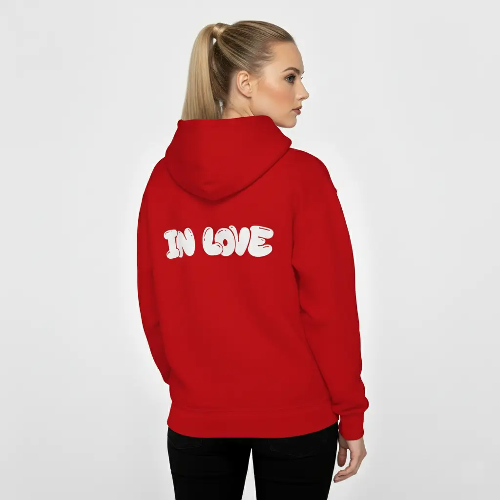 In Love - Embossed Valentines Red Hoodie