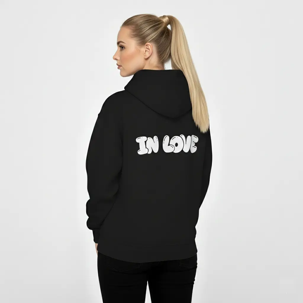 In Love - Embossed Valentines Black Hoodie