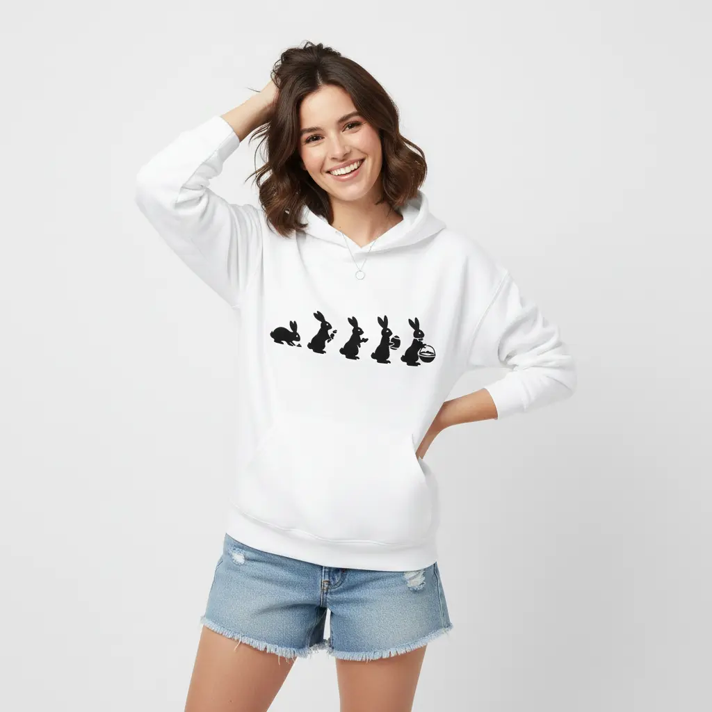 Easter Evolution - Embossed Easter White Hoodie