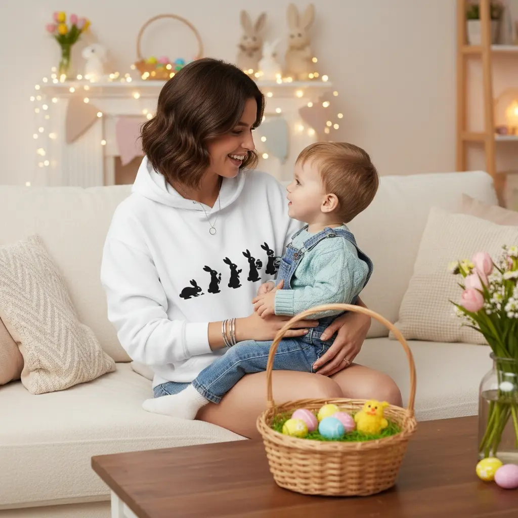 Easter Evolution - Embossed Easter White Hoodie