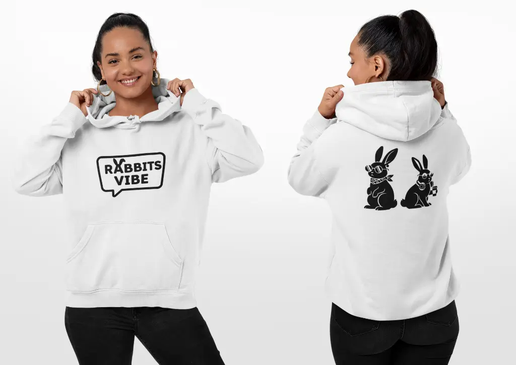 Rabbits - Embossed Easter White Hoodie