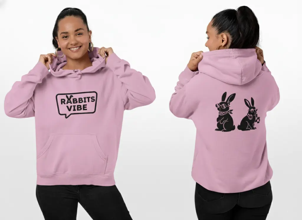 Rabbits - Embossed Easter Pink Hoodie