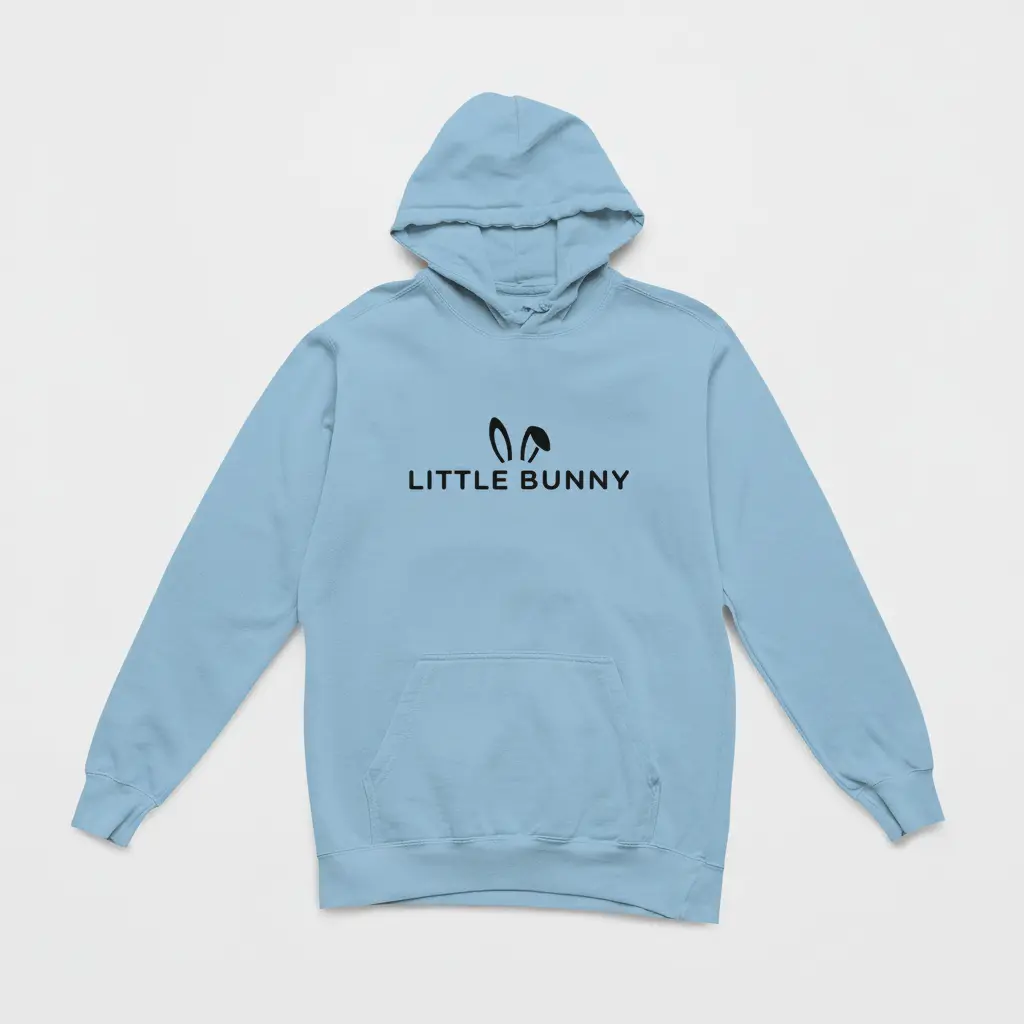 Little Bunny - Embossed Easter Blue Hoodie